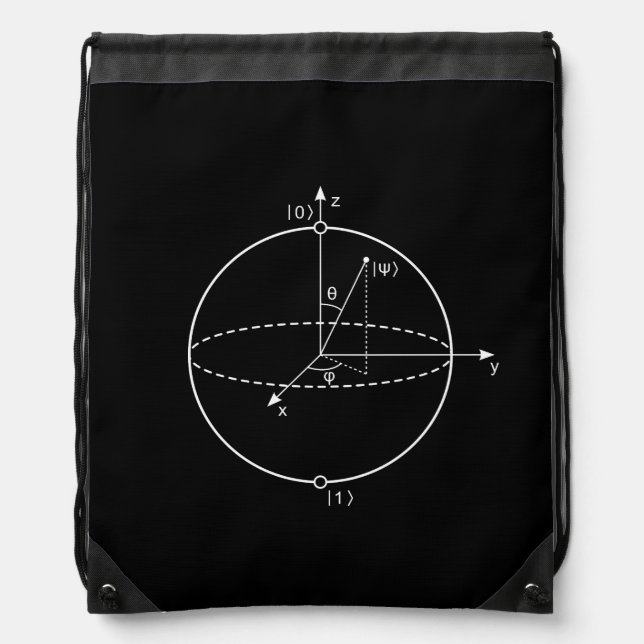 Bloch Sphere | Quantum Bit (Qubit) Physics / Math Drawstring Bag (Front)