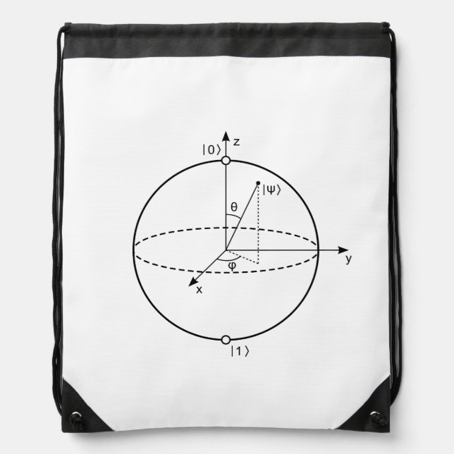 Bloch Sphere | Quantum Bit (Qubit) Physics / Math Drawstring Bag (Front)