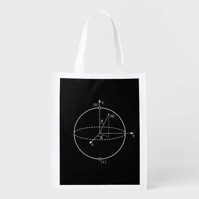 Bloch Sphere | Quantum Bit (Qubit) Physics / Math Grocery Bag (Front)
