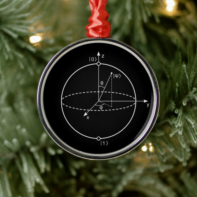 Bloch Sphere | Quantum Bit (Qubit) Physics / Math Metal Ornament (Tree)