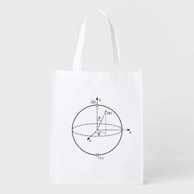 Bloch Sphere | Quantum Bit (Qubit) Physics / Math Reusable Grocery Bag (Front)