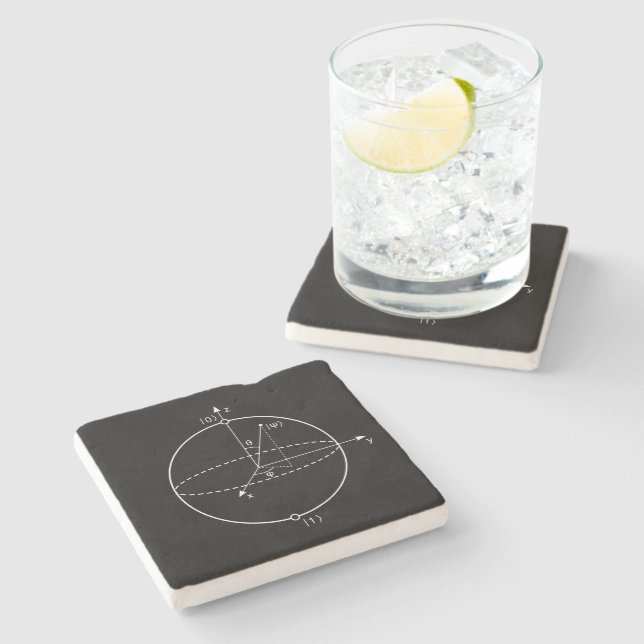 Bloch Sphere | Quantum Bit (Qubit) Physics / Math Stone Coaster (Side)