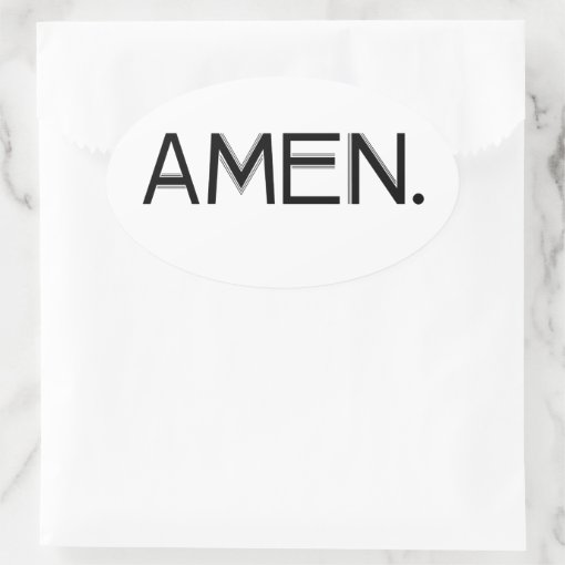 Block Amen Black Font Oval Sticker | Zazzle