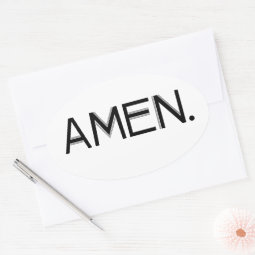 Block Amen Black Font Oval Sticker | Zazzle