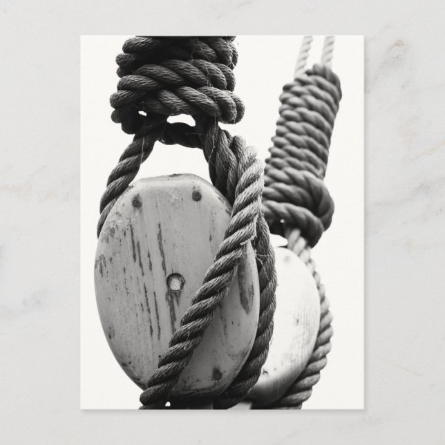 Block and tackle of old sailing ship postcard (Front)