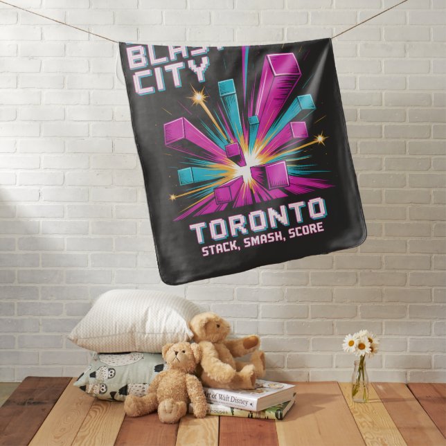Block Blast City Baby Blanket (In Situ)