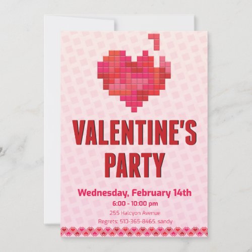 Block by Block Love Red Heart Gaming Valentines Invitation