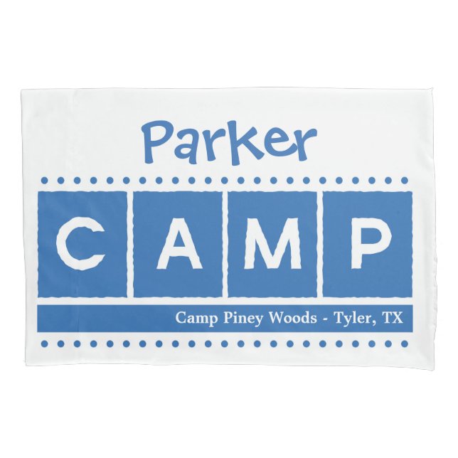 Block CAMP Pillowcase - Blue (Front)