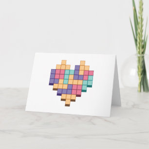 Block Game Heart Retro Style Card