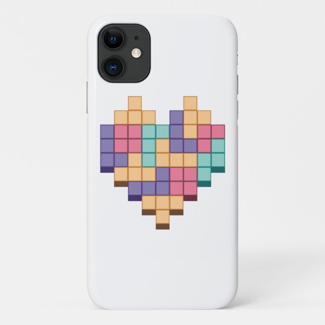 Block Game Heart Retro Style Case-Mate iPhone Case (Back)