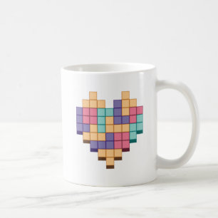 Block Game Heart Retro Style Coffee Mug