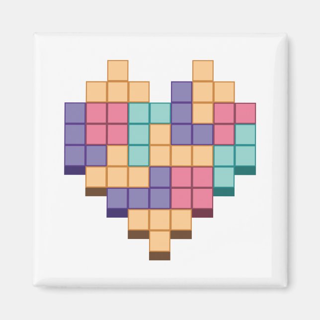 Block Game Heart Retro Style Magnet (Front)