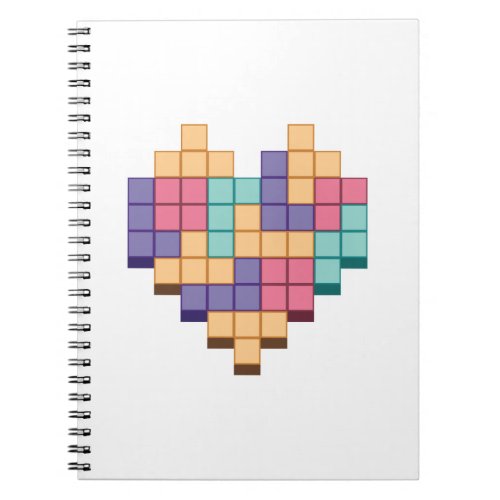 Block Game Heart Retro Style Notebook