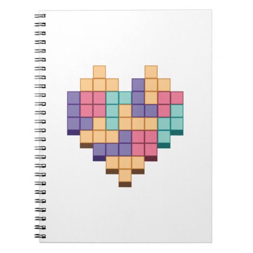 Block Game Heart Retro Style Notebook