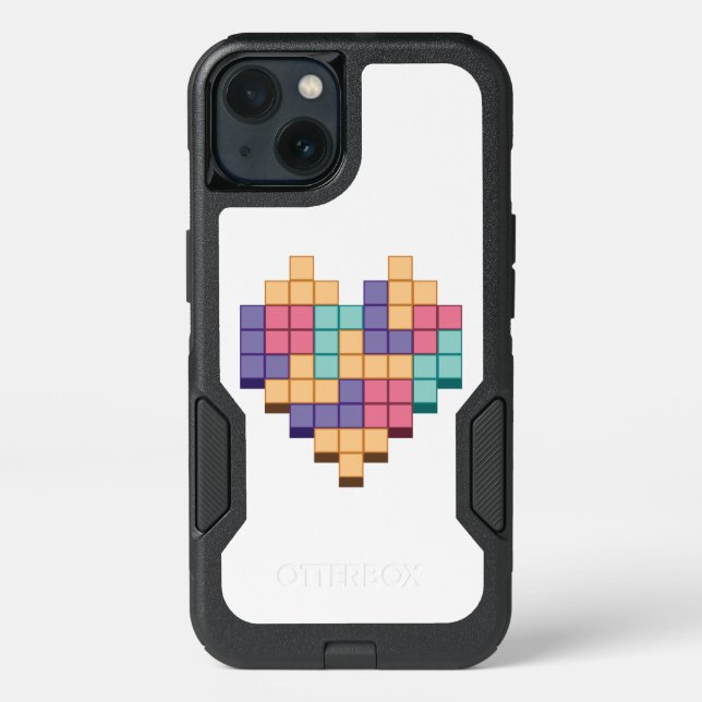Block Game Heart Retro Style Otterbox iPhone Case (Back)