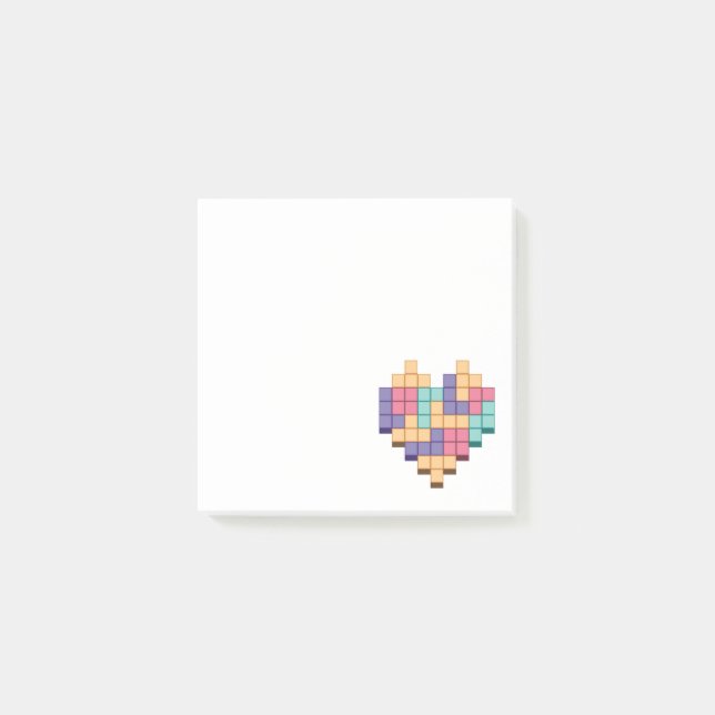 Block Game Heart Retro Style Post-it Notes (Front)