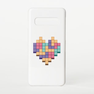 Block Game Heart Retro Style Samsung Galaxy S10 Case