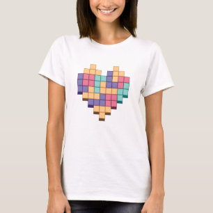 Block Game Heart Retro Style T-Shirt