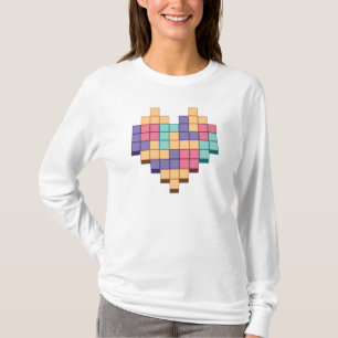 Block Game Heart Retro Style T-Shirt