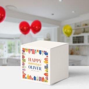 Block Houses Neutral Birthday Party Favor Boxes
