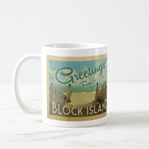 Block Island Beach Vintage Travel Coffee Mug
