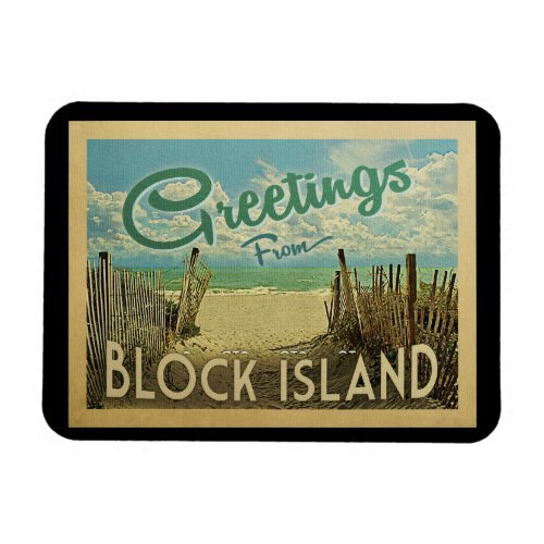 Block Island Beach Vintage Travel Magnet