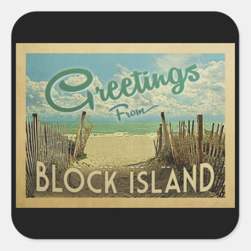 Block Island Beach Vintage Travel Square Sticker