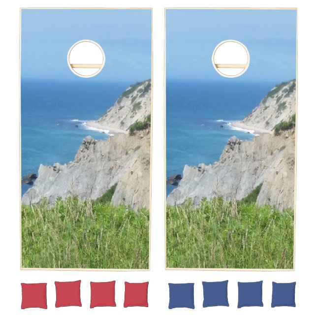 Block Island Bluffs - Block Island, Rhode Island Cornhole Set (Set)