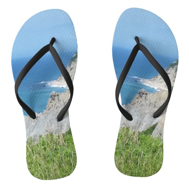 Block Island Bluffs - Block Island, Rhode Island Flip Flops (Footbed)