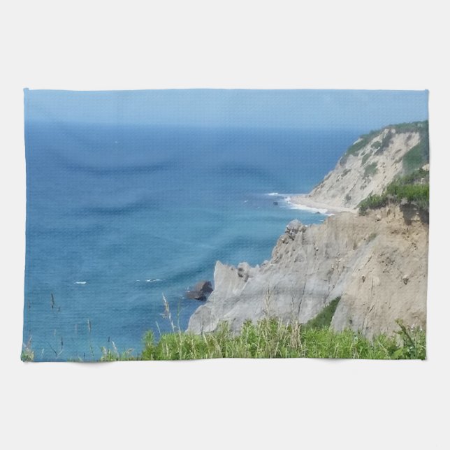 Block Island Bluffs - Block Island, Rhode Island Kitchen Towel (Horizontal)