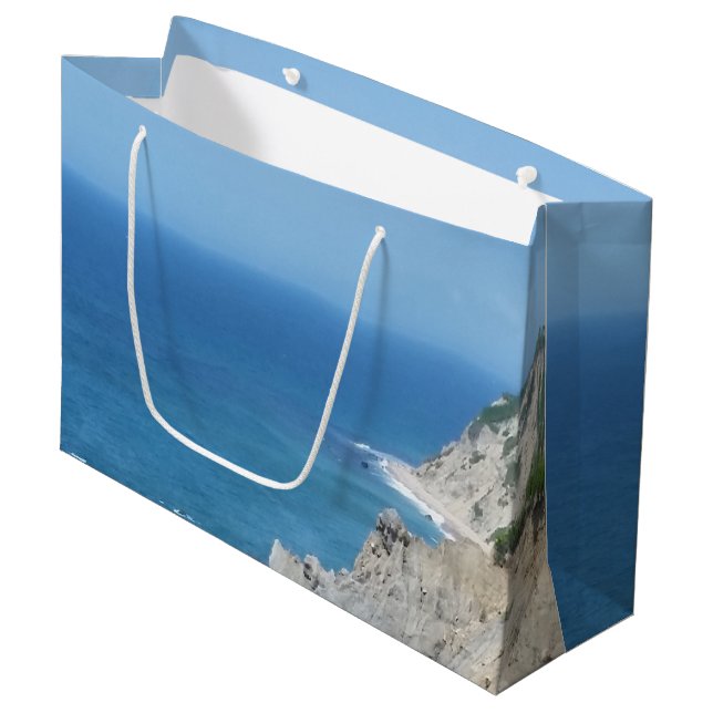 Block Island Bluffs - Block Island, Rhode Island Large Gift Bag (Front Angled)