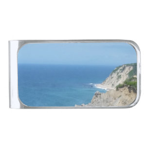 Block Island Bluffs - Block Island, Rhode Island Silver Finish Money Clip