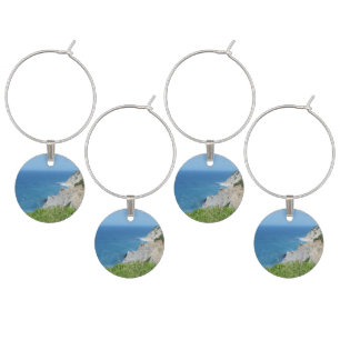 Block Island Bluffs - Block Island, Rhode Island Wine Glass Charm