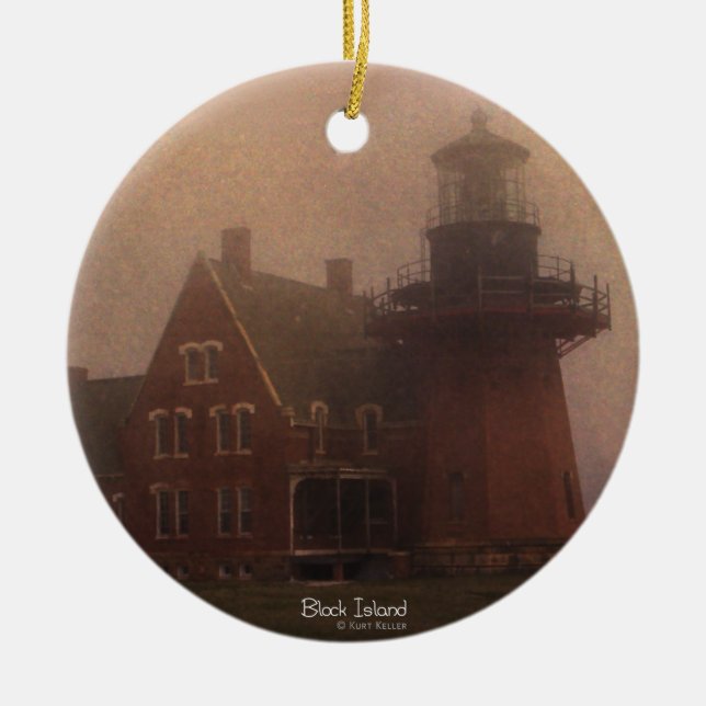 Block Island Lighthouse Ceramic Ornament (Front)