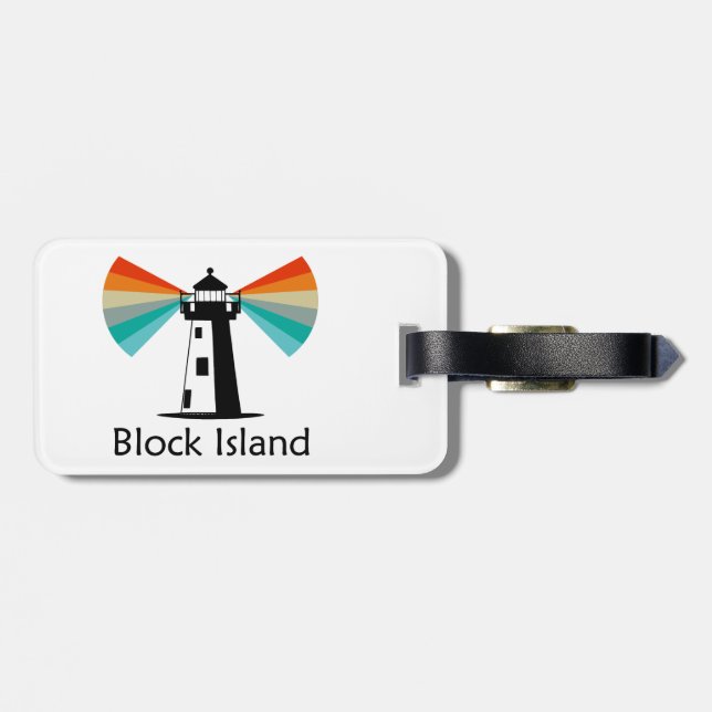 Block Island Lighthouse Rainbow Luggage Tag (Back Horizontal)