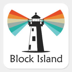 Block Island Lighthouse Rainbow Square Sticker
