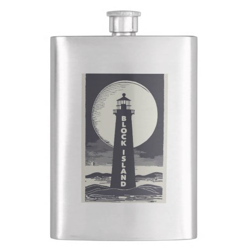 Block Island Lighthouse Rhode Island Moon Flask