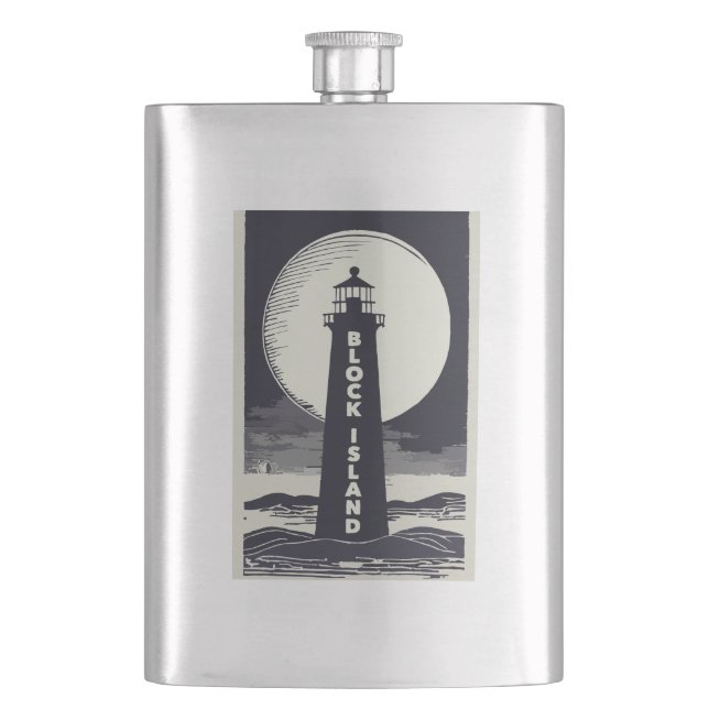 Block Island Lighthouse Rhode Island Moon Flask (Front)