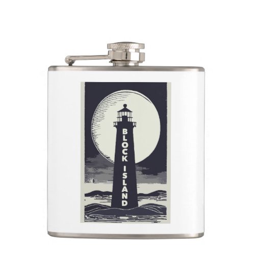 Block Island Lighthouse Rhode Island Moon Flask