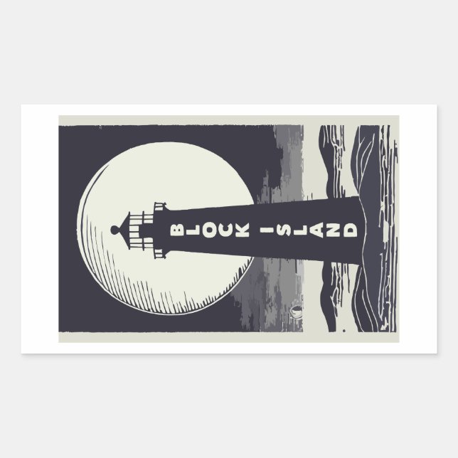 Block Island Lighthouse Rhode Island Moon Rectangular Sticker (Front)