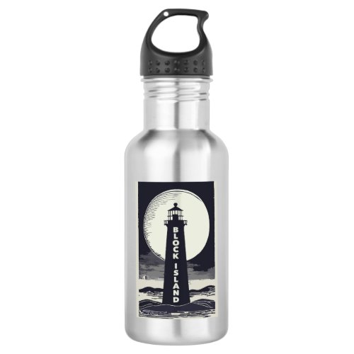 Block Island Lighthouse Rhode Island Moon Stainless Steel Water Bottle