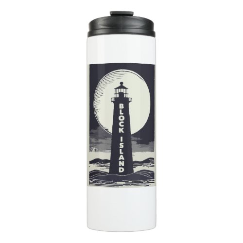 Block Island Lighthouse Rhode Island Moon Thermal Tumbler