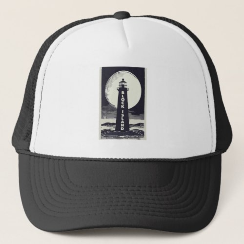 Block Island Lighthouse Rhode Island Moon Trucker Hat