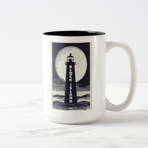 Block Island Lighthouse Rhode Island Moon Two_Tone Coffee Mug