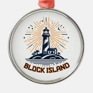 Block Island Lighthouse Rhode Island Sunrise Metal Ornament