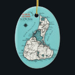 Block Island Map Ornament<br><div class="desc">Give the gift of an ornament!  This Block Island Map makes a great one to gift,  use as a stocking stuffer or to buy and hang on your own holiday,  Christmas tree.</div>
