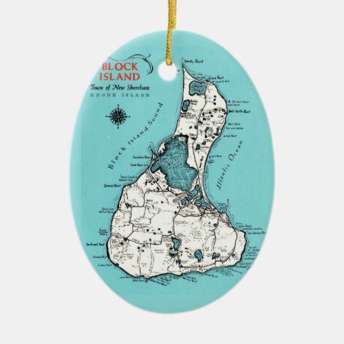 Block Island Map Ornament