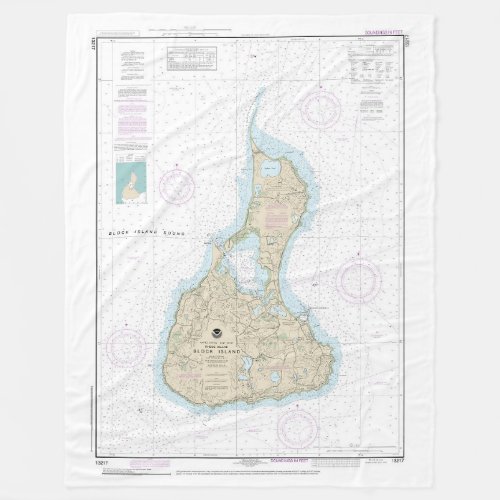 Block Island Nautical Chart 13217 Fleece Blanket