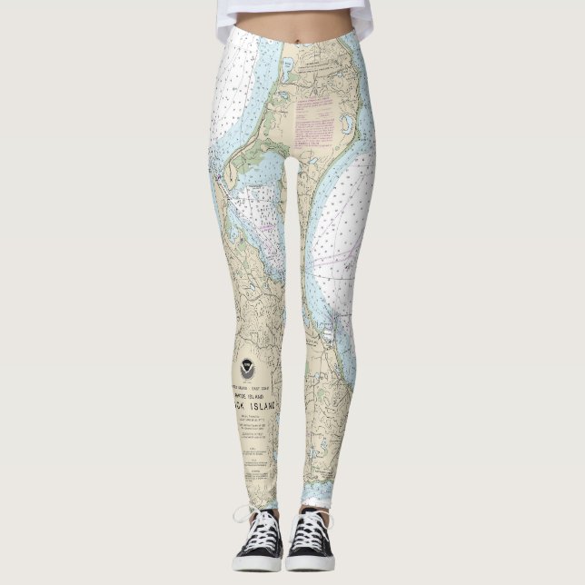 Block Island Nautical Chart 13217 Leggings (Front)