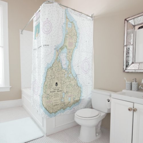Block Island Nautical Chart 13217 Shower Curtain